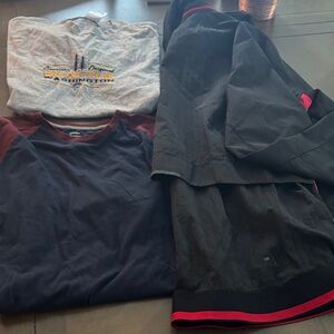 Sz medium lot 3 items Black and Red Jacket with Graphic Tee and baseball shirt